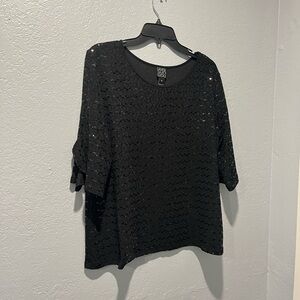 clara sun woo Womens Sequins Blouse Black Color Sz XL